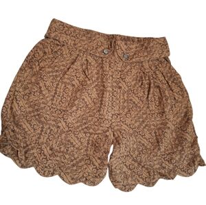 Matilda Jane Cute Scalloped Shorts Kid Girls size 14 Brown & Purple 435 linen